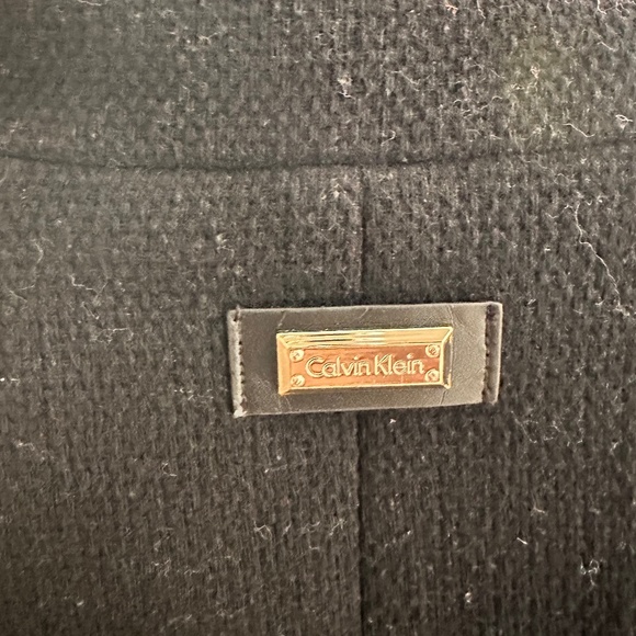 Calvin Klein | Wool Blend Belted Coat | Black | Size 6 - Picture 7 of 7